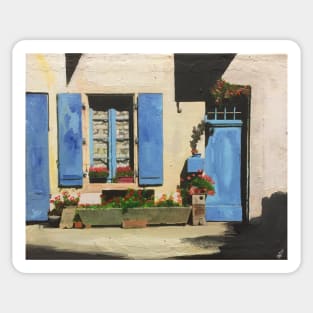 Blue Shutters, White Walls, France Sticker